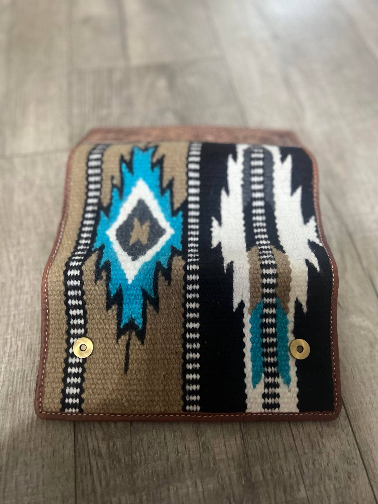 Saddle blanket tooled large wallet