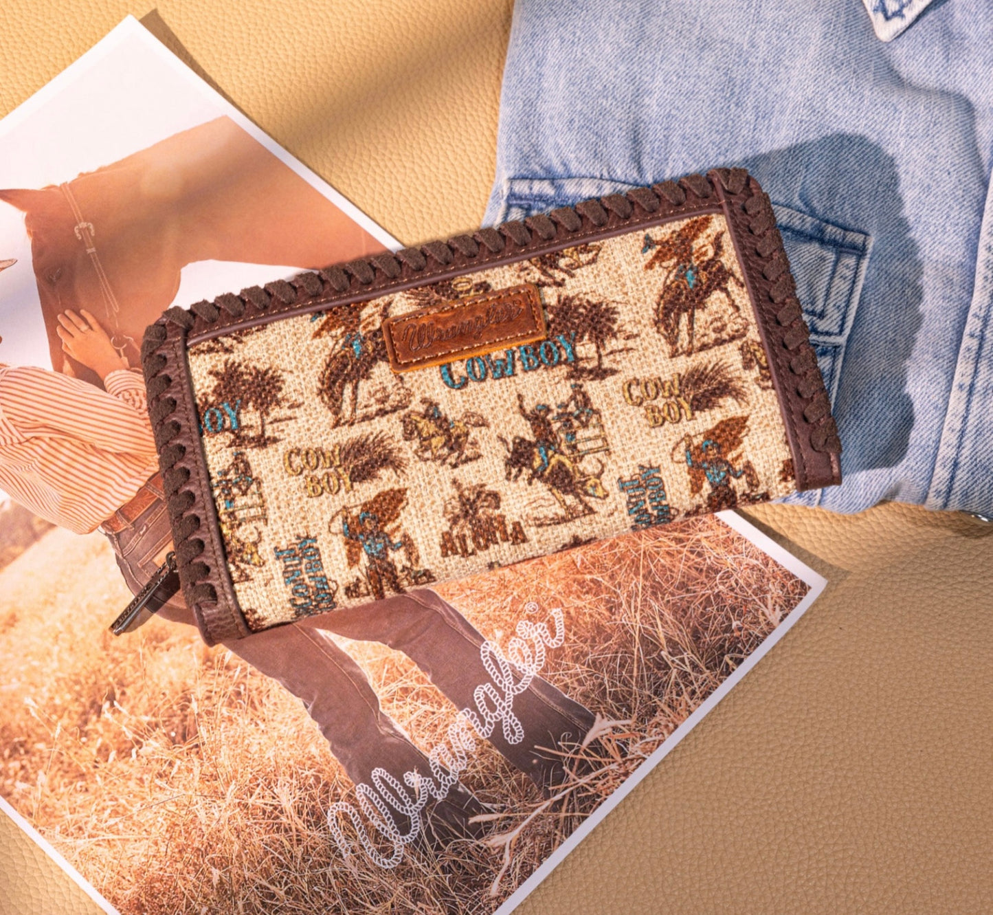 Wrangler Vintage Retro Cowboy Cool Print Wallet