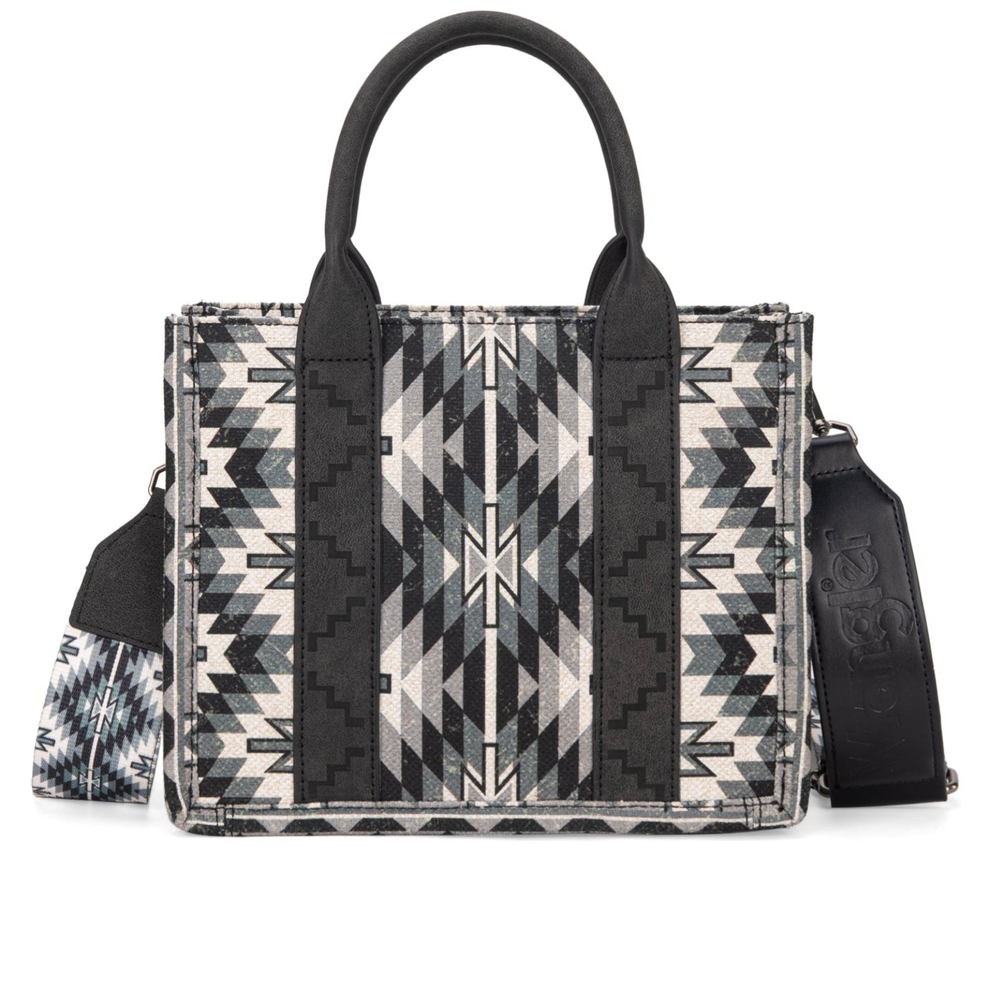 Wrangler Southwestern Pattern Dual Sided Print -Tote/Crossbody - BLACK