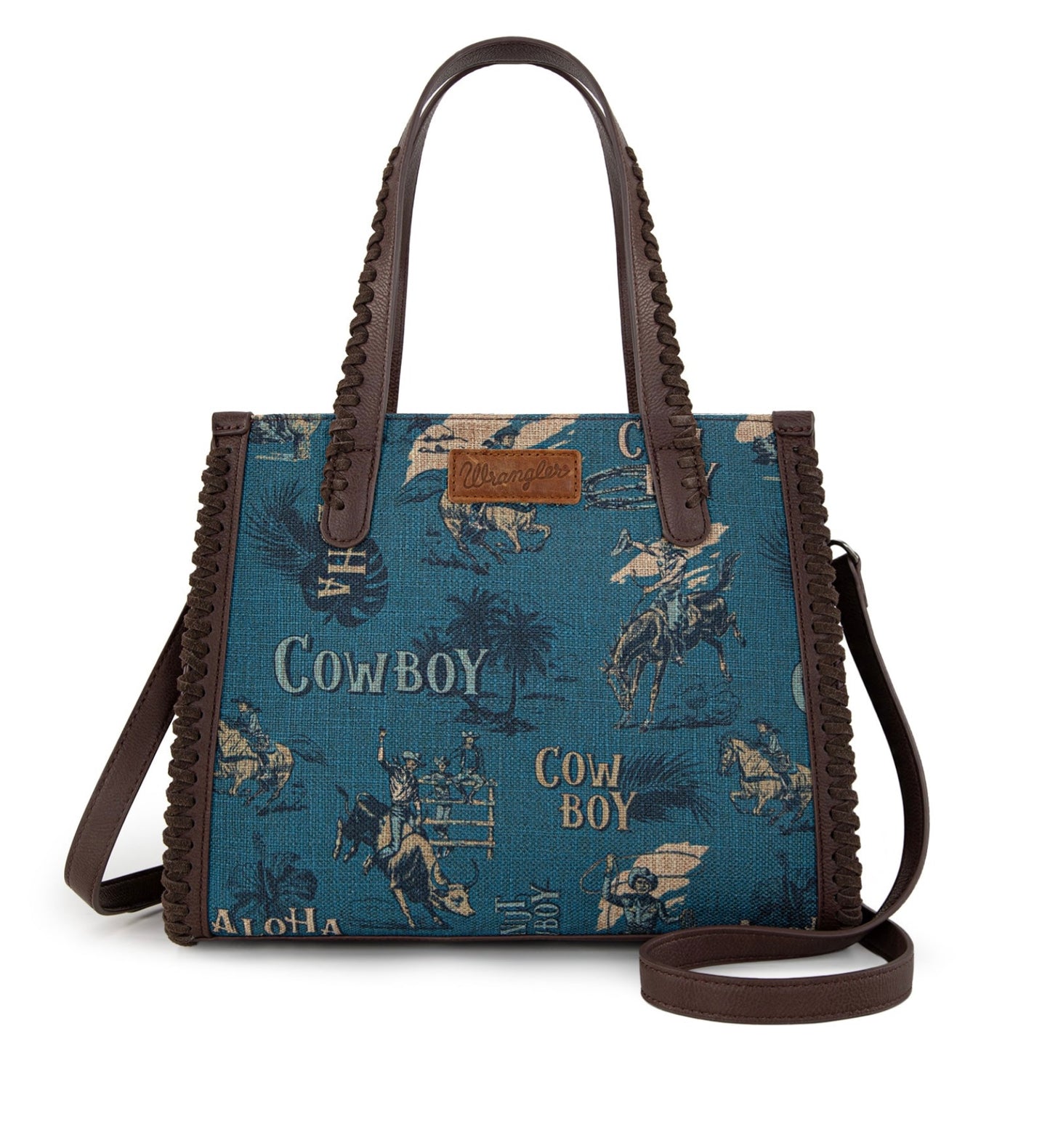 Wrangler Vintage Retro Cowboy Cool Print Concealed Carry Satchel/Crossbody