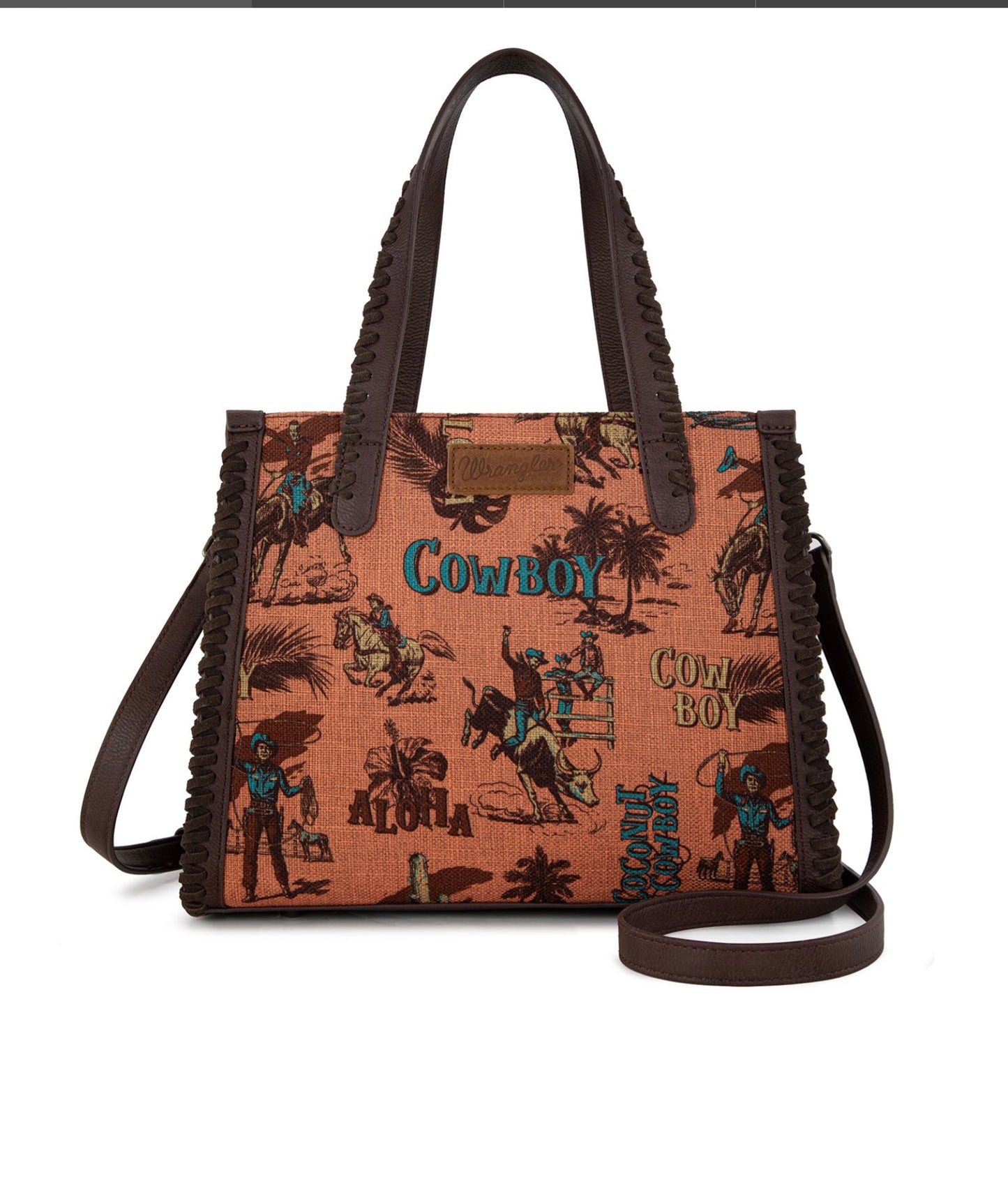 Wrangler Vintage Retro Cowboy Cool Print Concealed Carry Satchel/Crossbody