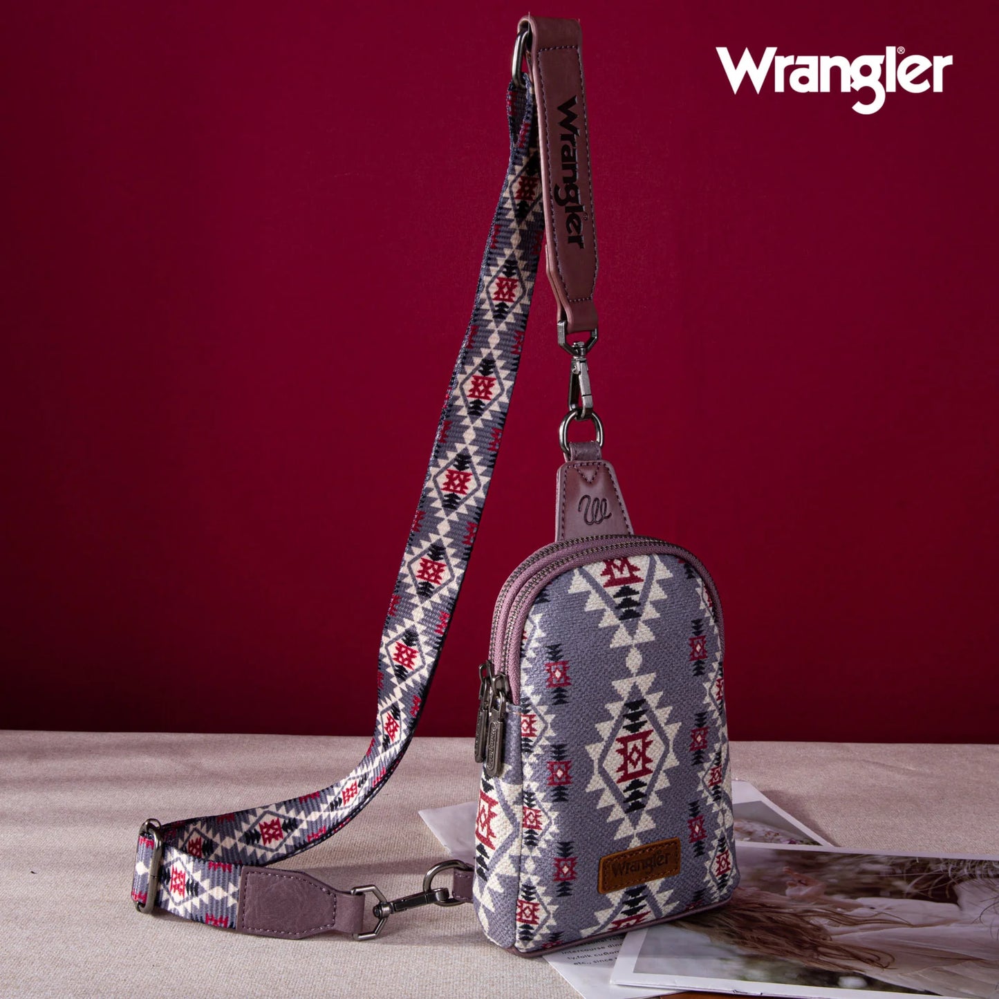 Wrangler Aztec Print Crossbody Sling Chest Bag-Multiple Colors