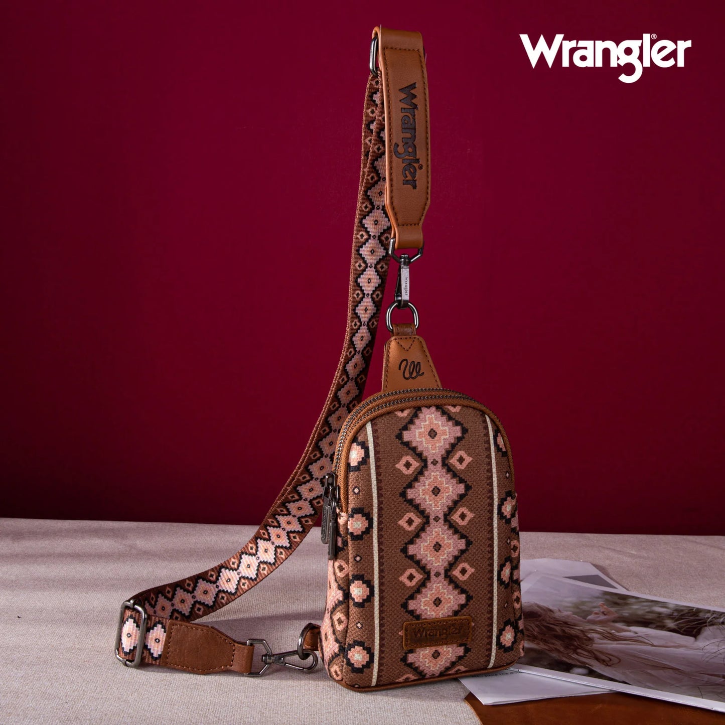 Wrangler Aztec Print Crossbody Sling Chest Bag-Multiple Colors