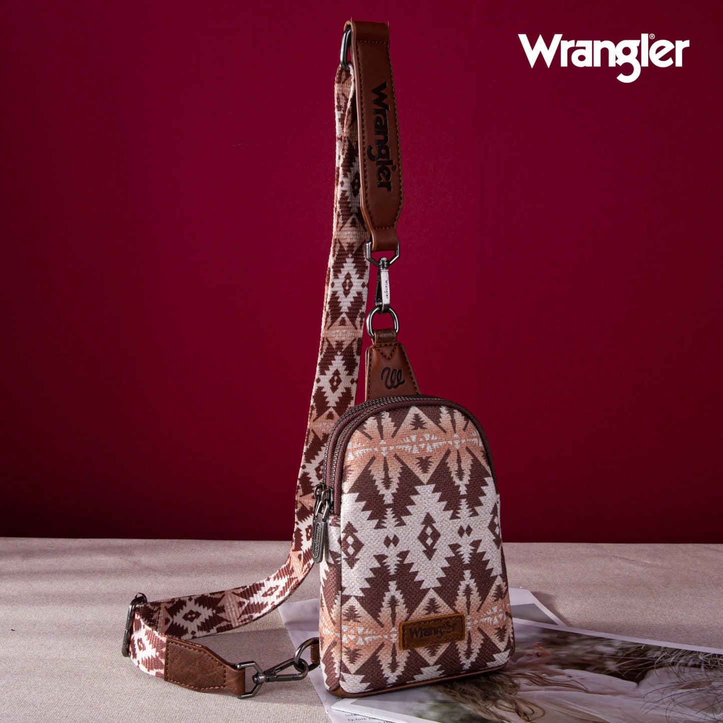 Wrangler Aztec Print Crossbody Sling Chest Bag-Multiple Colors