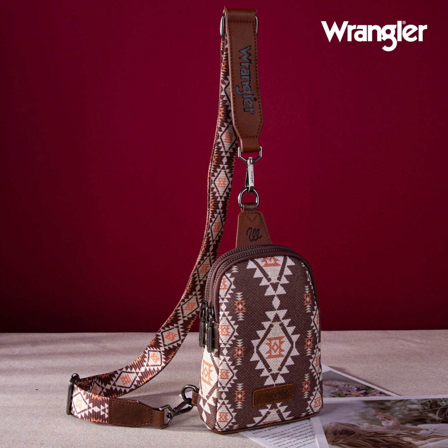 Wrangler Aztec Print Crossbody Sling Chest Bag-Multiple Colors