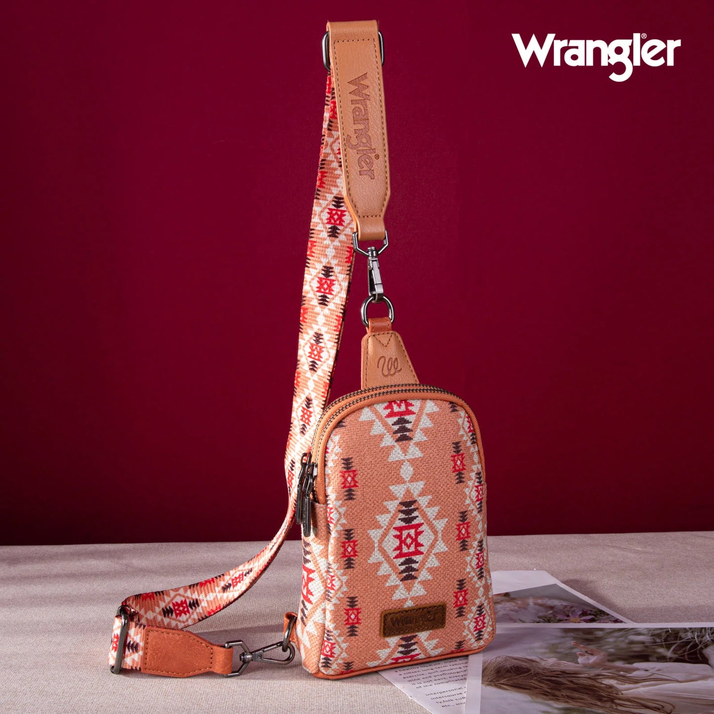Wrangler Aztec Print Crossbody Sling Chest Bag-Multiple Colors