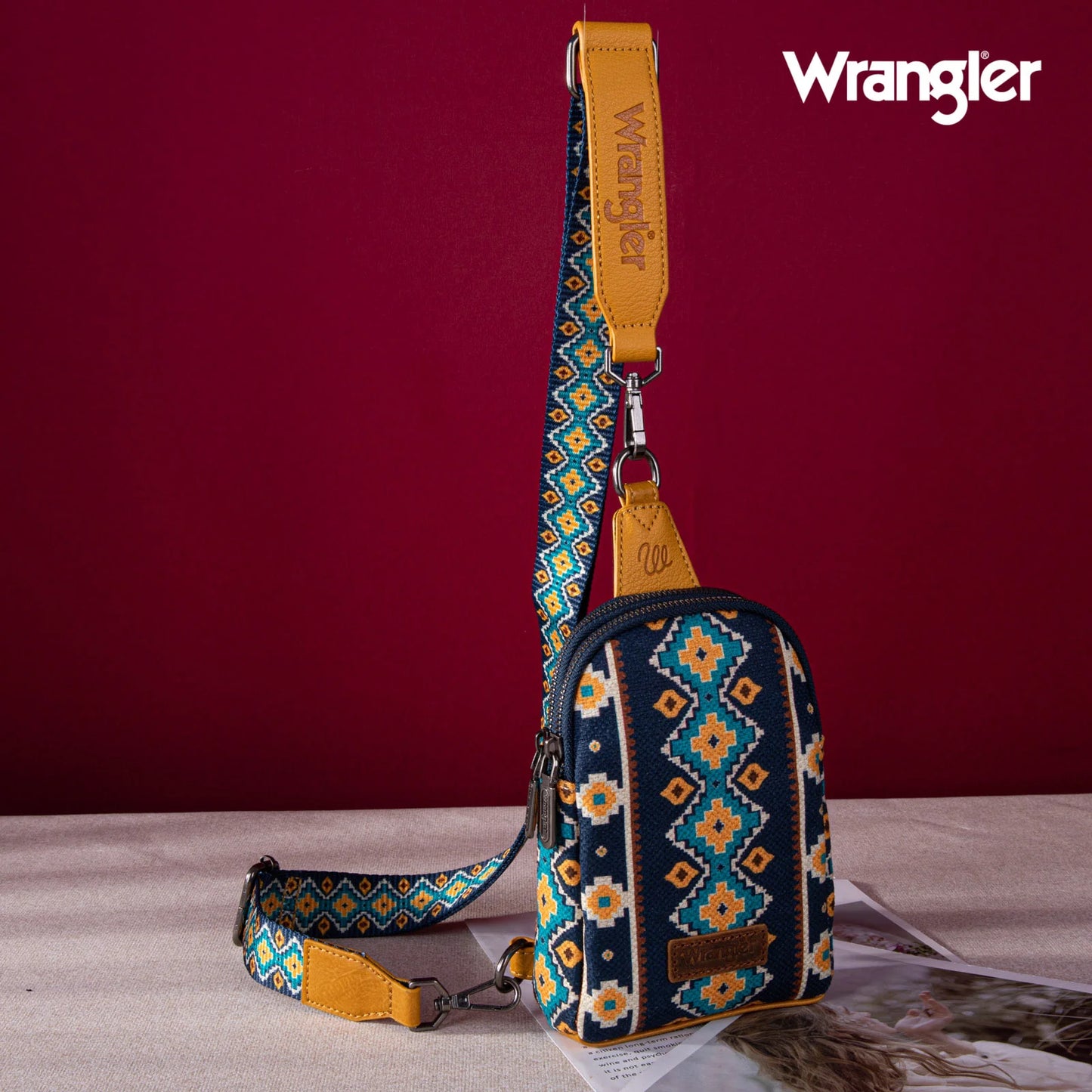 Wrangler Aztec Print Crossbody Sling Chest Bag-Multiple Colors