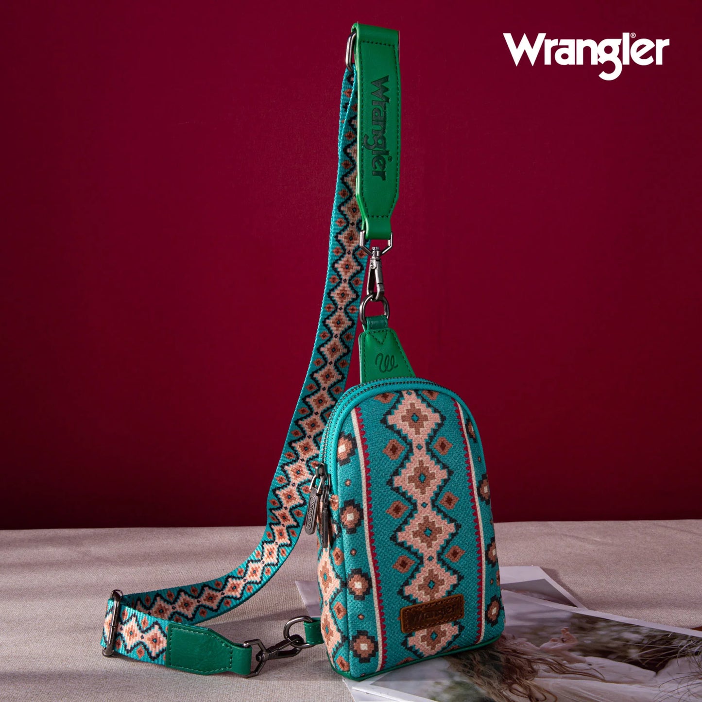 Wrangler Aztec Print Crossbody Sling Chest Bag-Multiple Colors