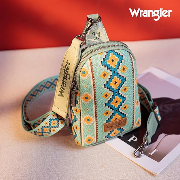 Wrangler Aztec Print Crossbody Sling Chest Bag-Multiple Colors