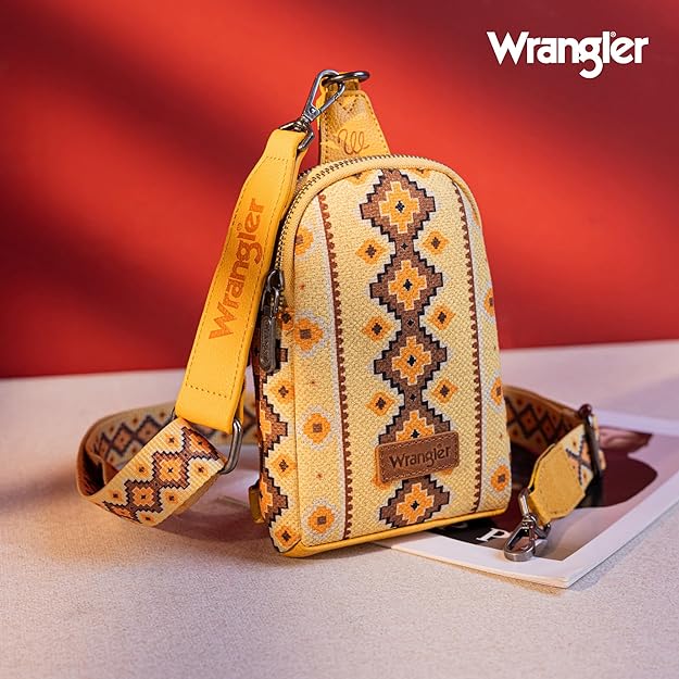 Wrangler Aztec Print Crossbody Sling Chest Bag-Multiple Colors