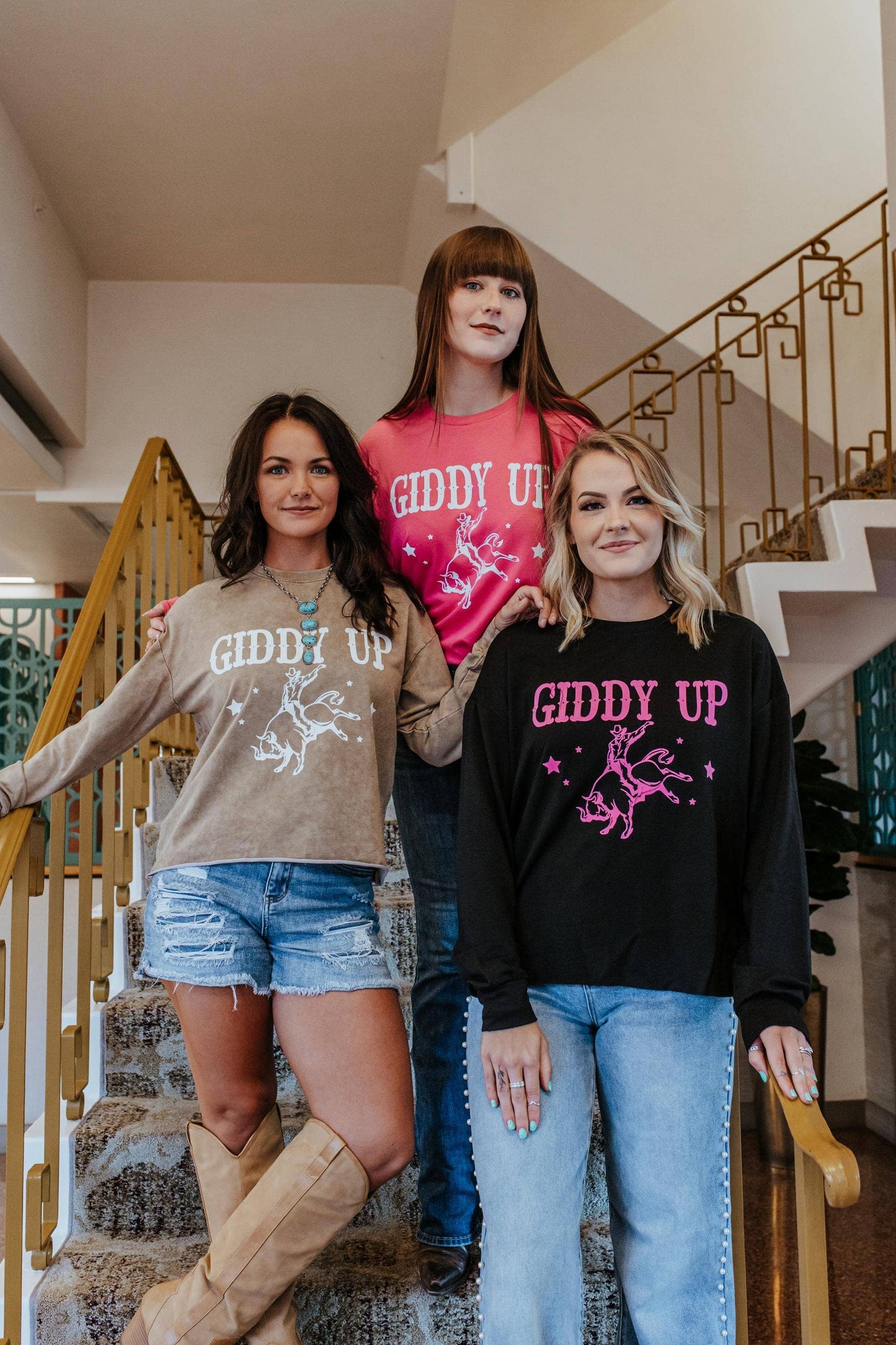 Giddy Up Long Sleeve Tee - Brown