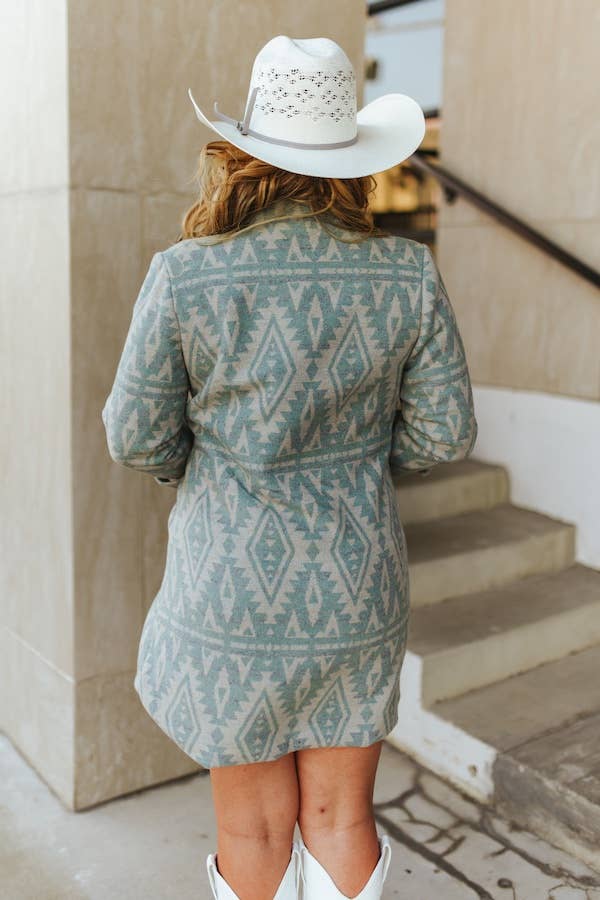 Vintage Cream Aztec Printed Button Down Coat