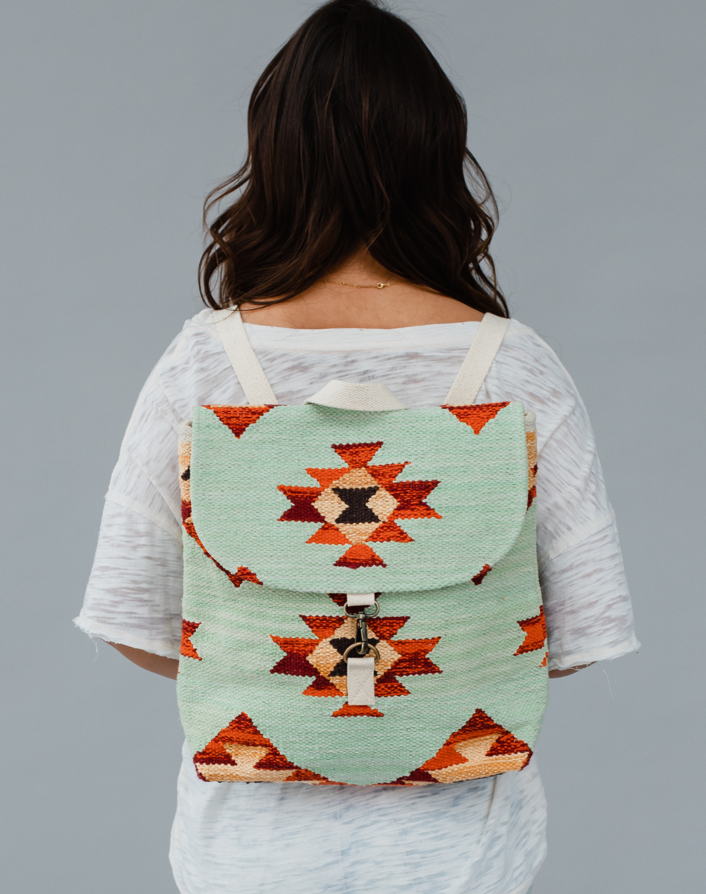Mint & Multicolored Aztec Backpack