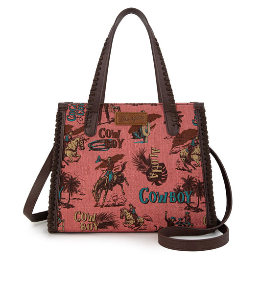 Wrangler Vintage Retro Cowboy Cool Print Concealed Carry Satchel/Crossbody