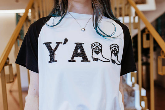 Y'ALL SL Tee: Black/White / 1XL