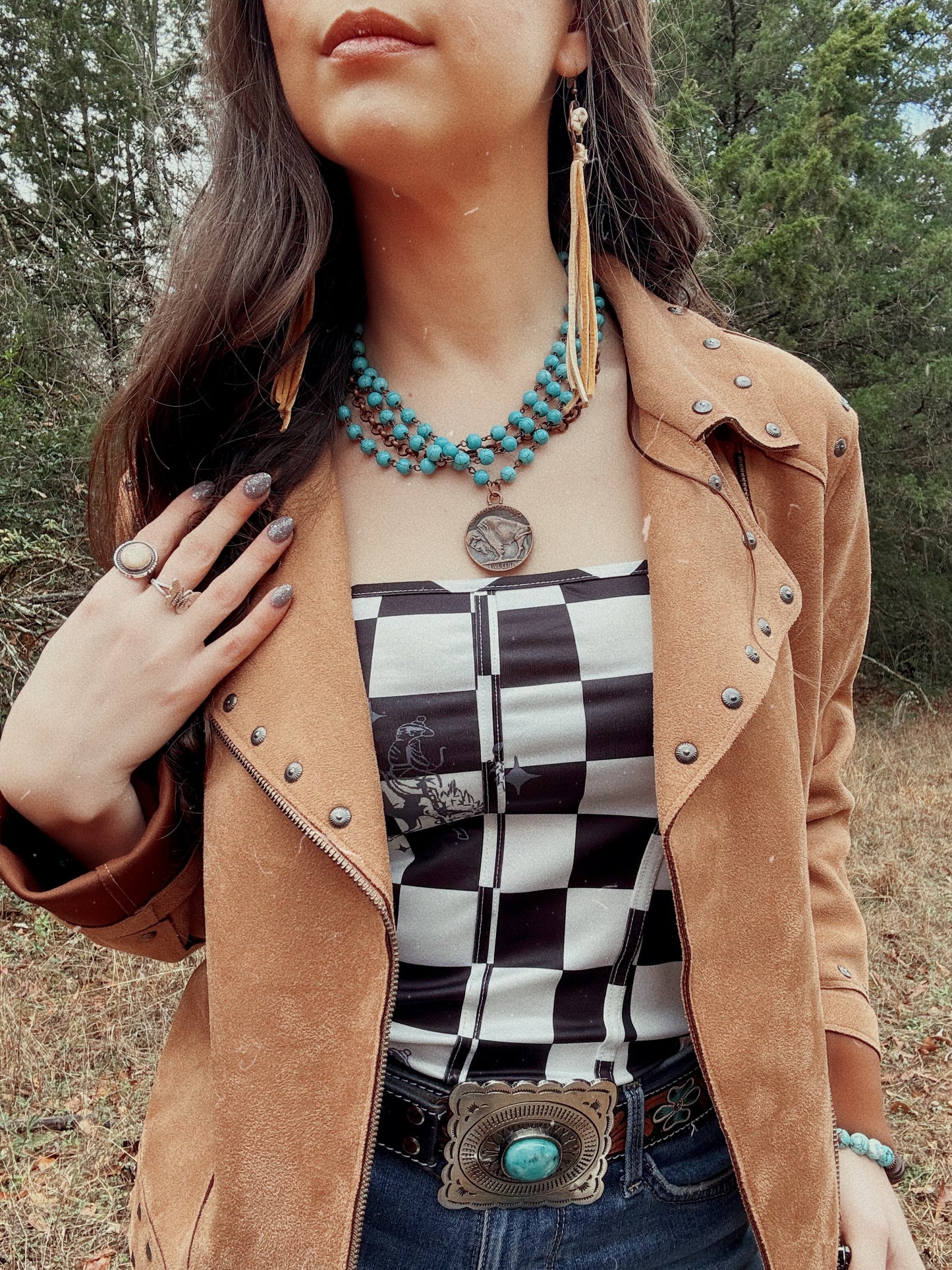 Checkered Corset Tank