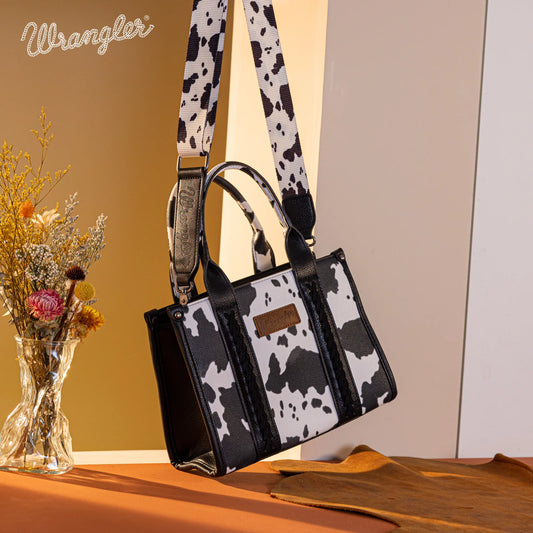 Wrangler Cow Print Concealed Carry Tote/Crossbody - Black