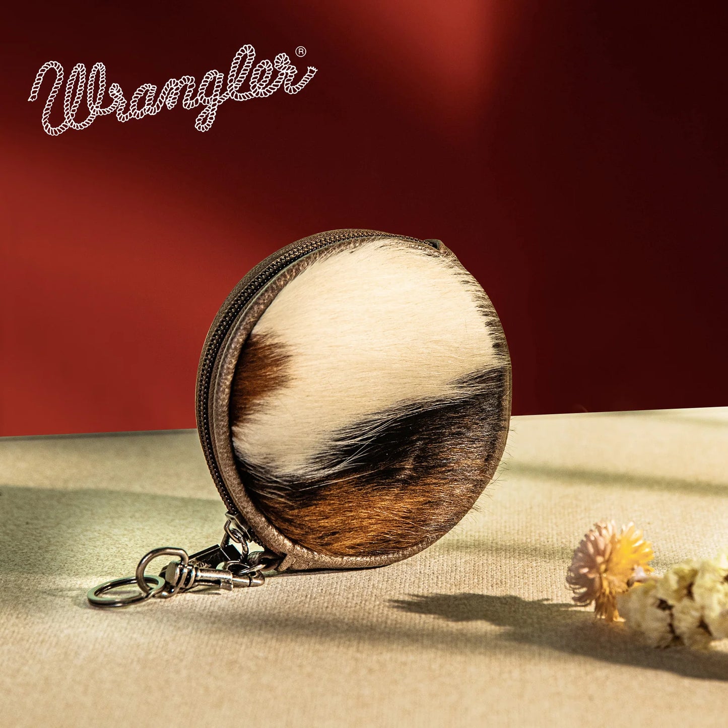 Wrangler Genuine Hair On Cowhide Circular Coin Pouch Bag Charm XS