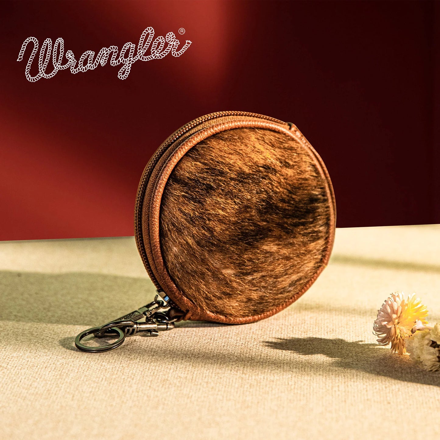 Wrangler Genuine Hair On Cowhide Circular Coin Pouch Bag Charm XS