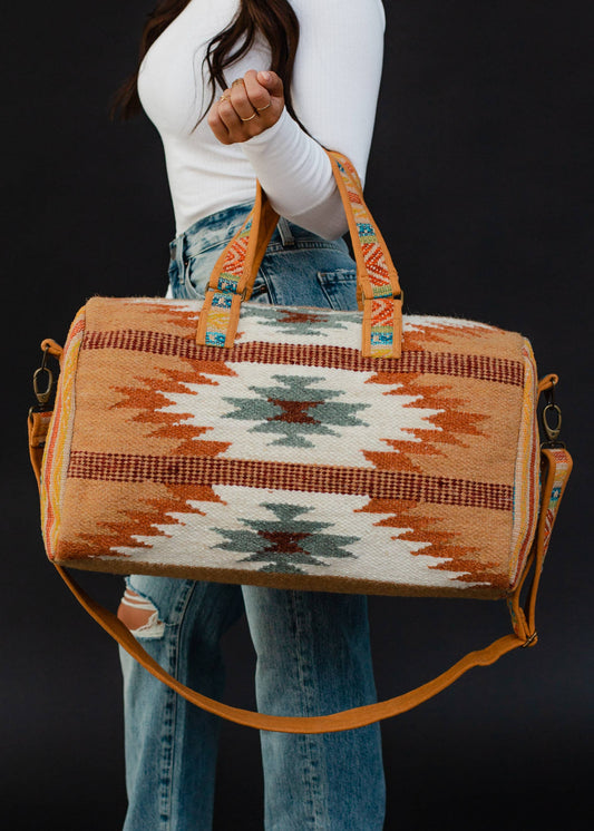 Brown, Rust & Teal Aztec Duffel