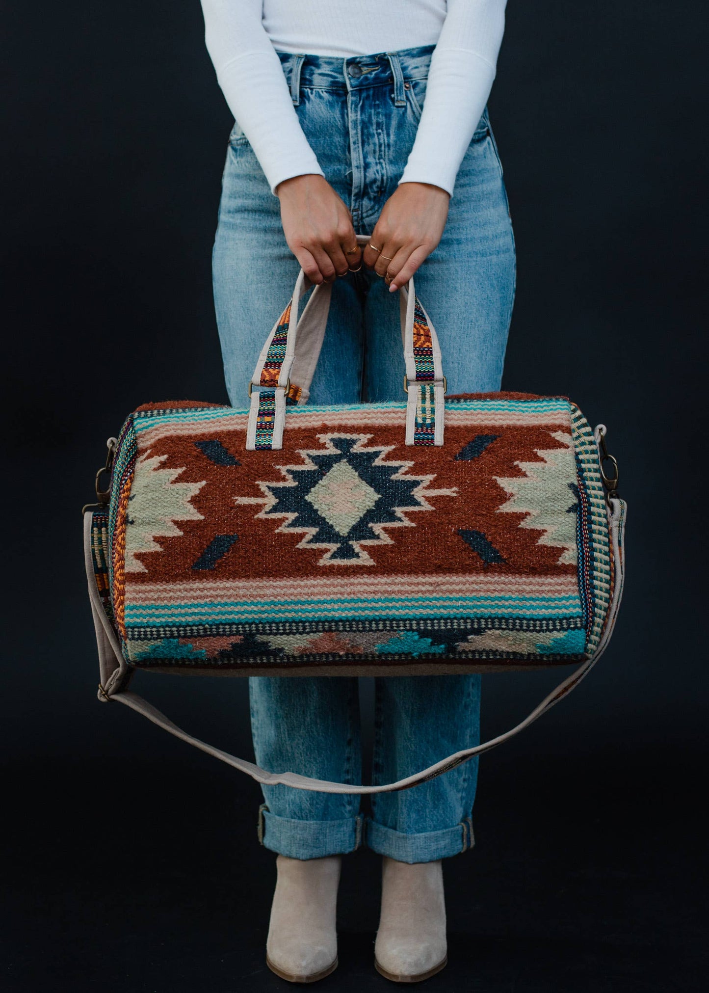 Red, Green & Cream Aztec Duffel