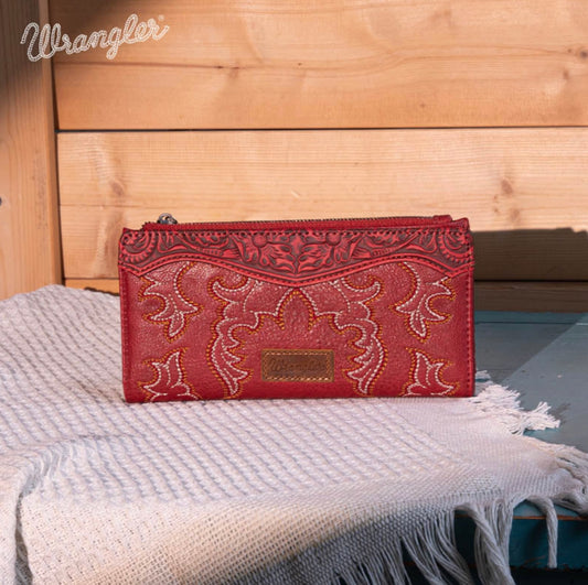 Wrangler Embroidered Bi-Fold Wallet - Red