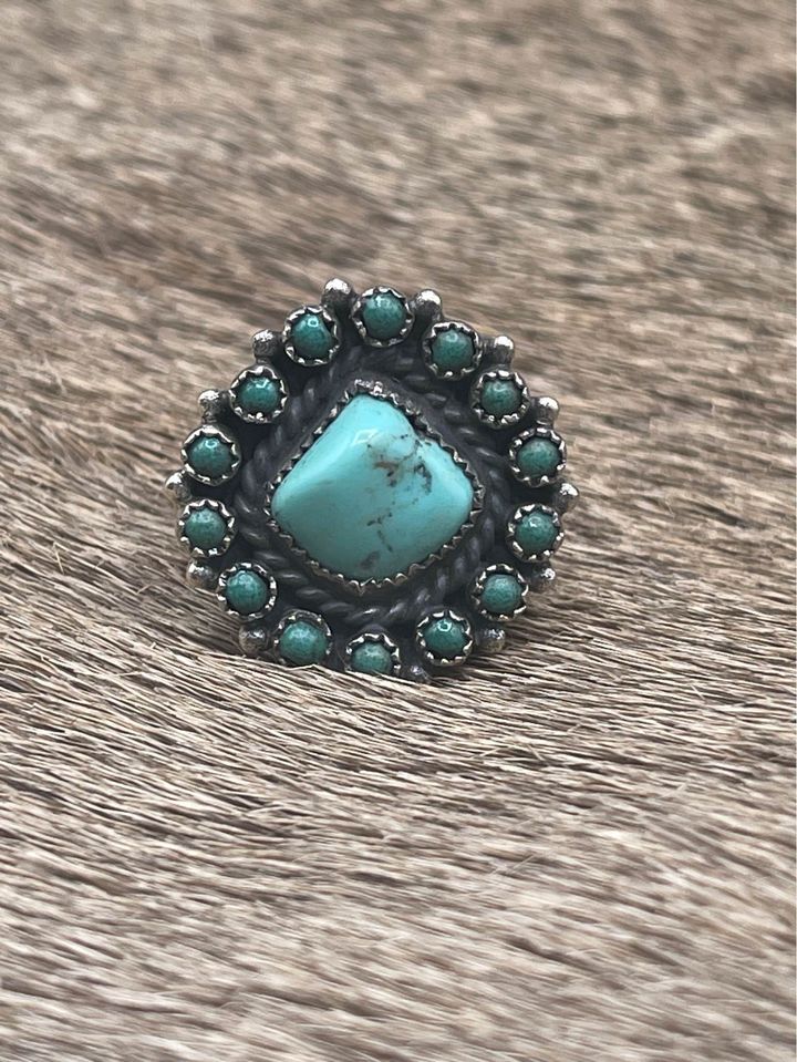 Genuine Turquoise Sterling Silver Statement Ring