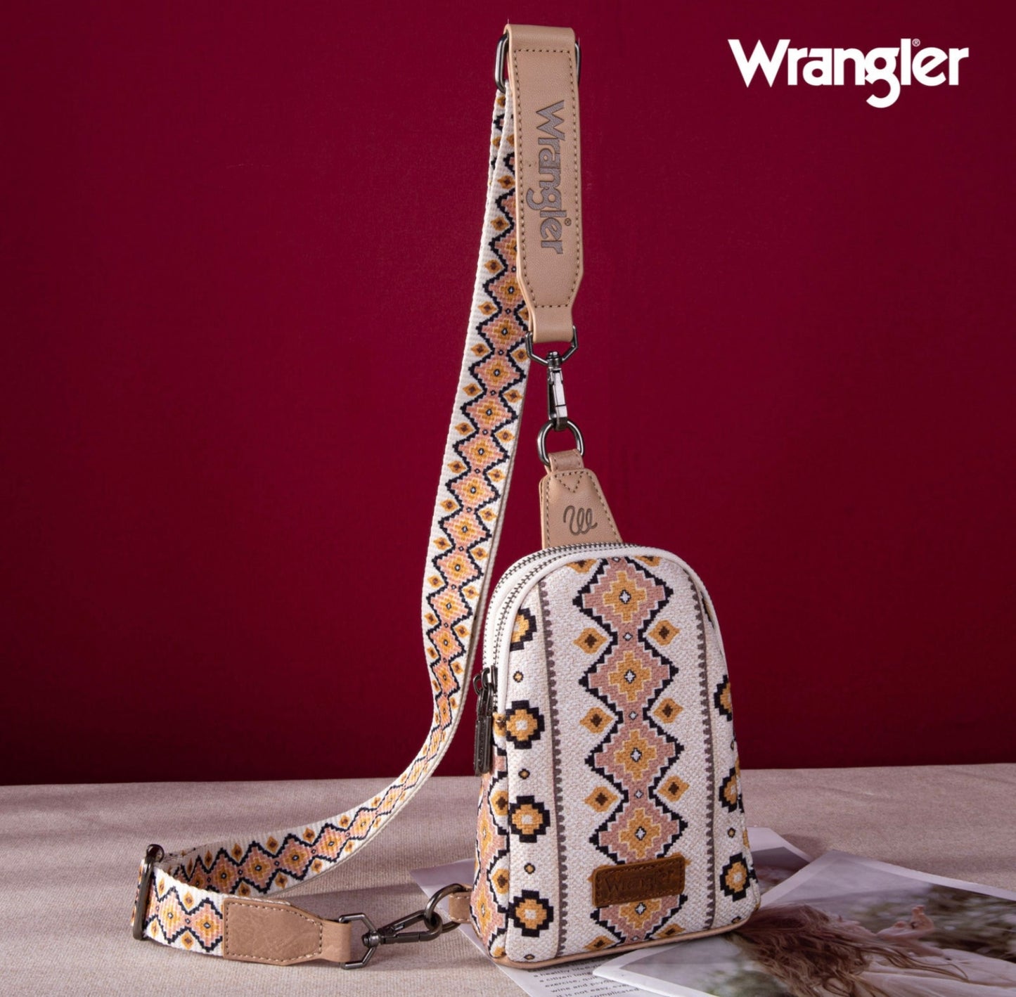 Wrangler Aztec Print Crossbody Sling Chest Bag-Multiple Colors