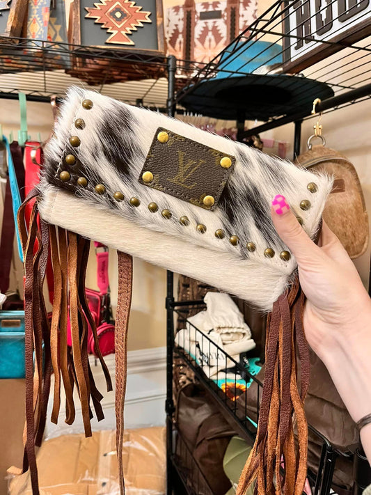 Mini Studded Leather LV Cowhide Fringe Crossbody