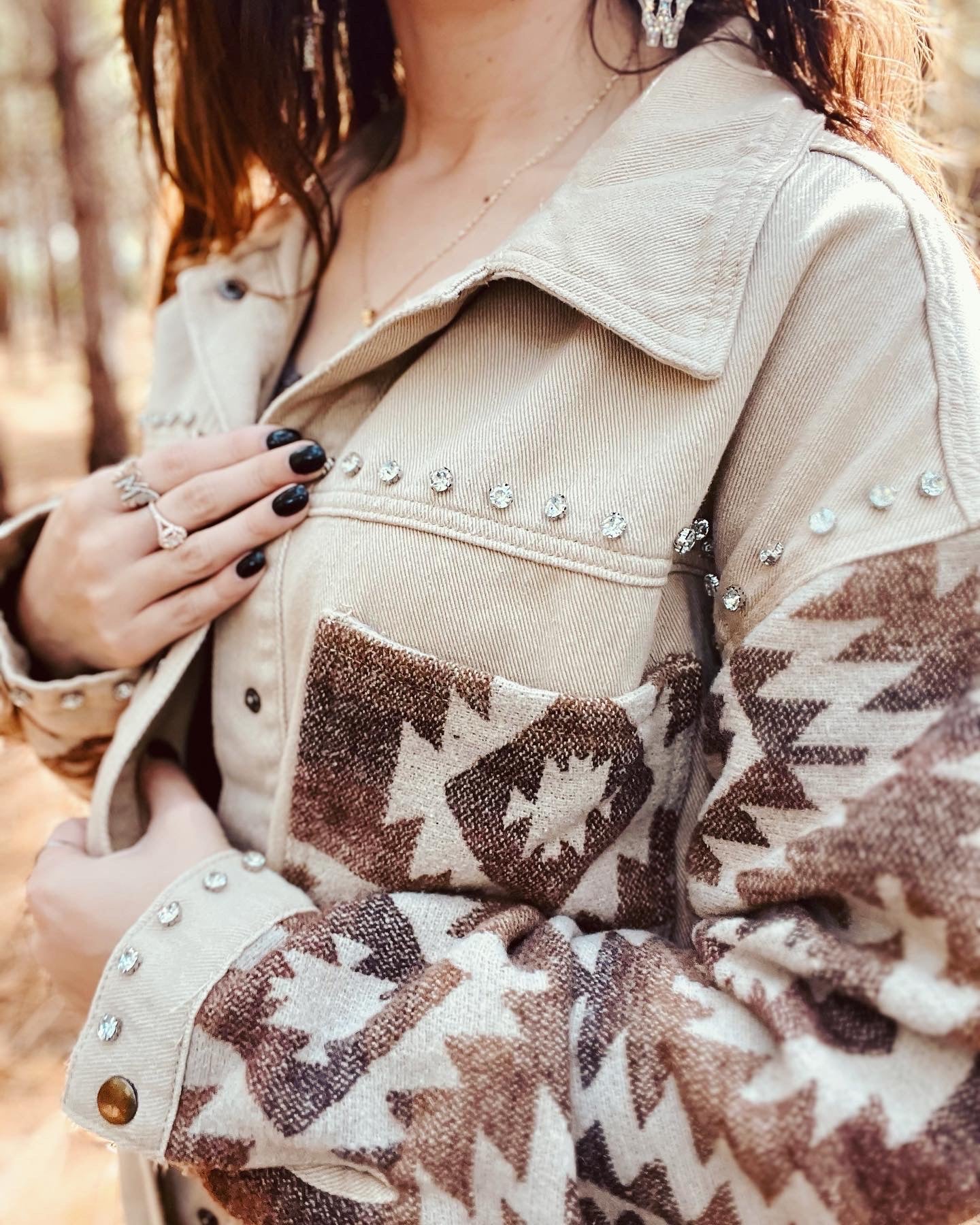 Kayla Aztec Print Button Down Jacket