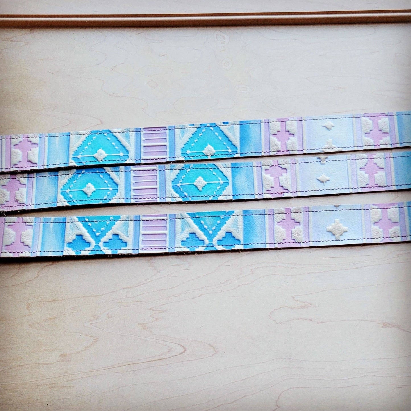 Pastel Navajo Leather Belt with Leather Fringe Closure 907j
