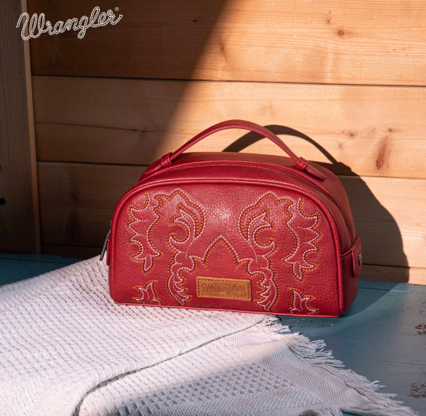 Wrangler Embroidered Multi Purpose/Travel Pouch - Red