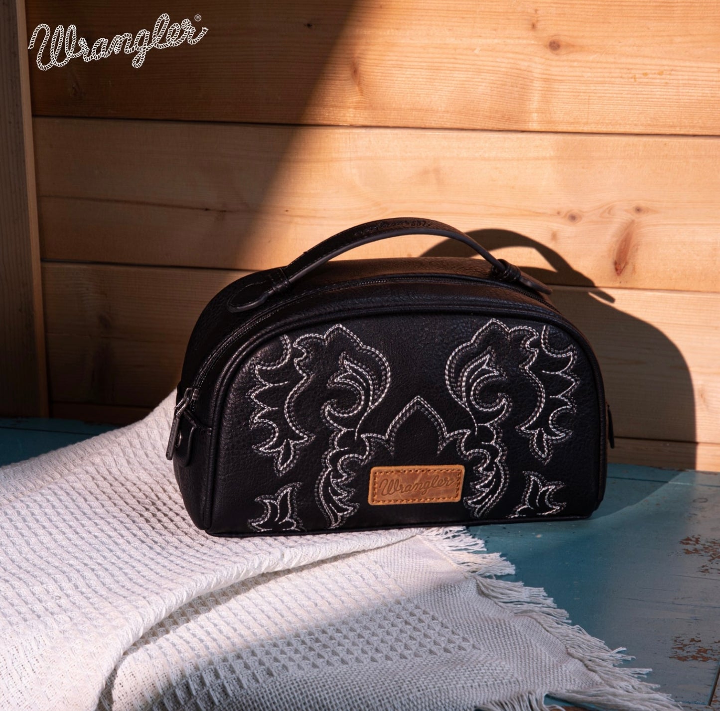 Wrangler Embroidered Multi Purpose/Travel Pouch - Black