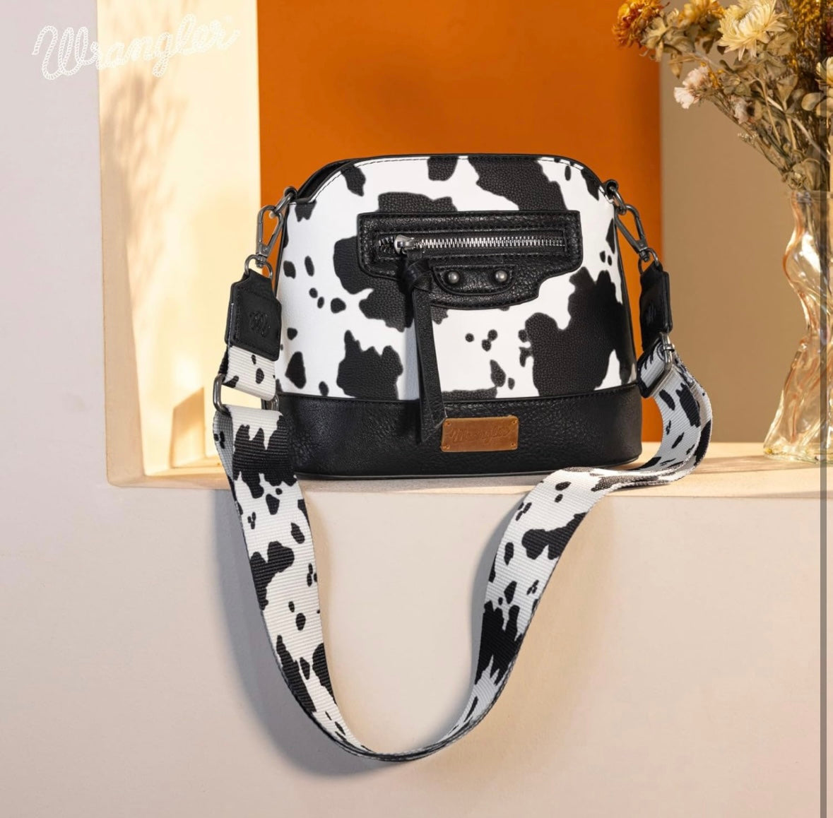 Wrangler Cow Print Crossbody - Black