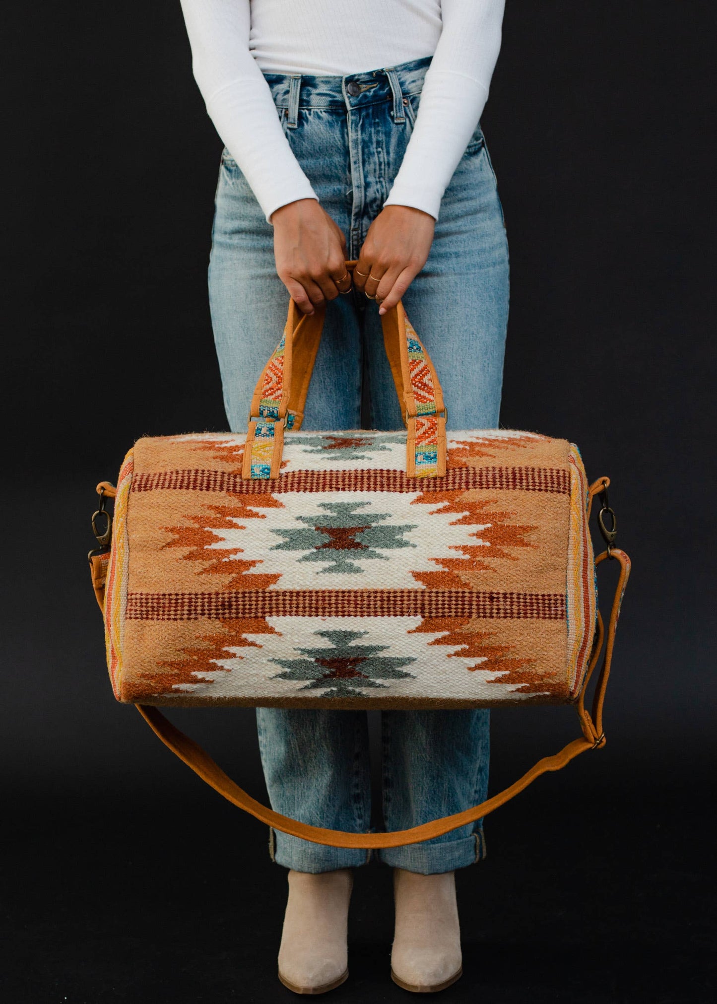 Brown, Rust & Teal Aztec Duffel