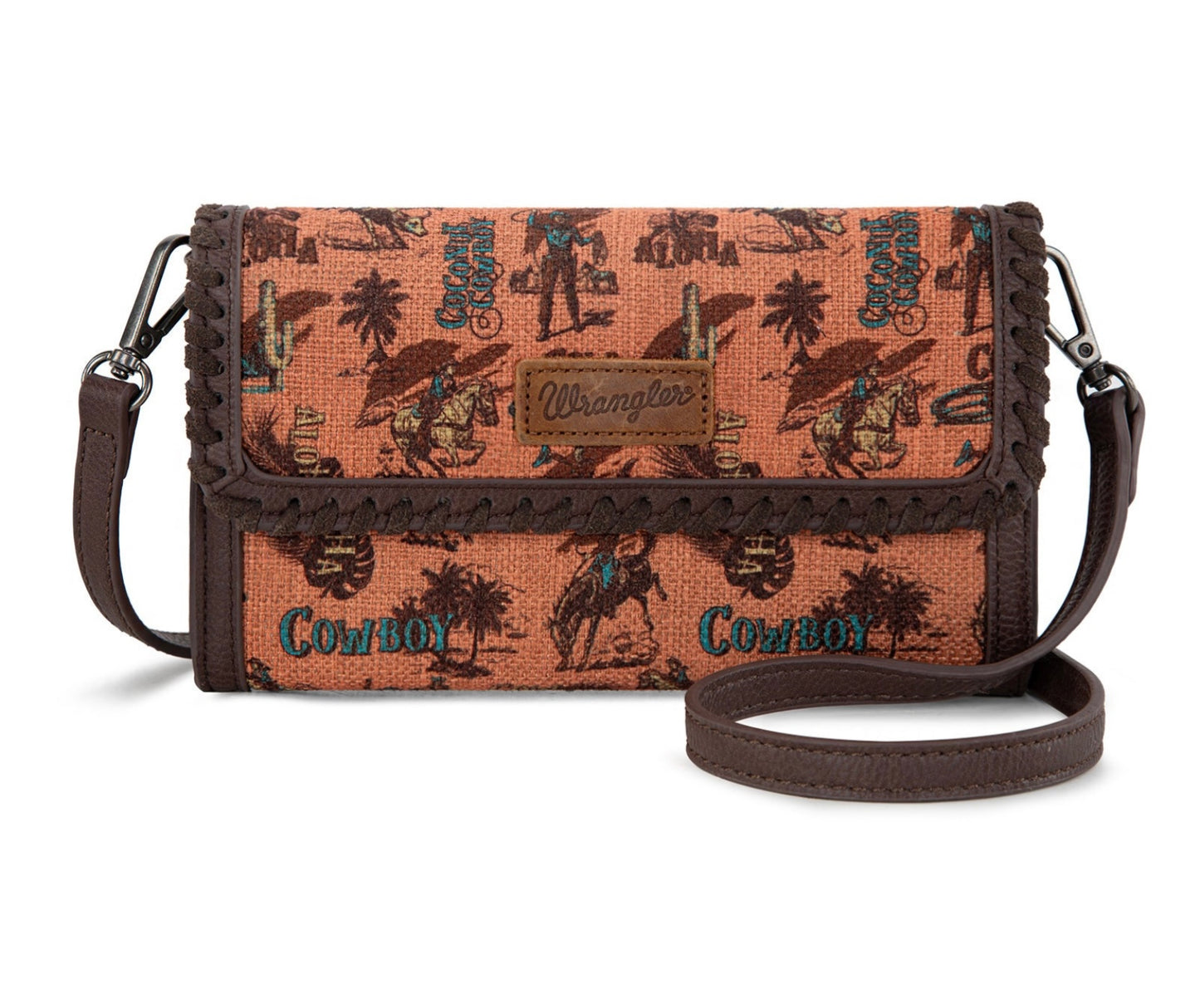 Wrangler Vintage Retro Cowboy Cool Print Wallet/Crossbody