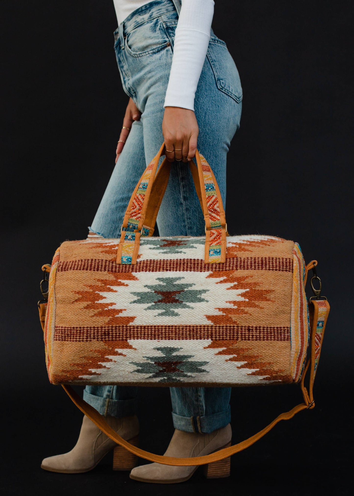 Brown, Rust & Teal Aztec Duffel