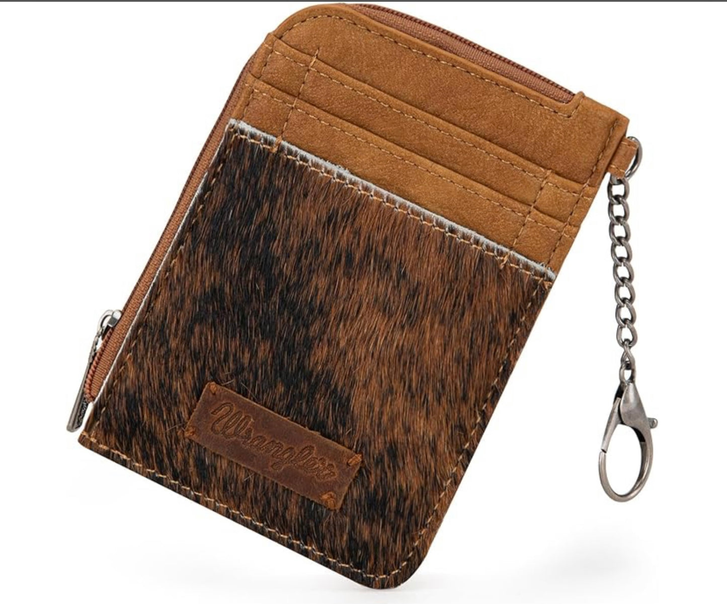 Wrangler Genuine Hair-On Cowhide Mini Zip Card Case