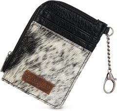 Wrangler Genuine Hair-On Cowhide Mini Zip Card Case