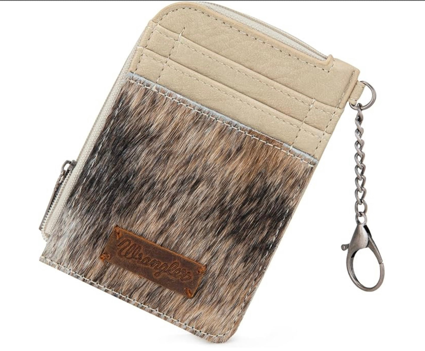 Wrangler Genuine Hair-On Cowhide Mini Zip Card Case