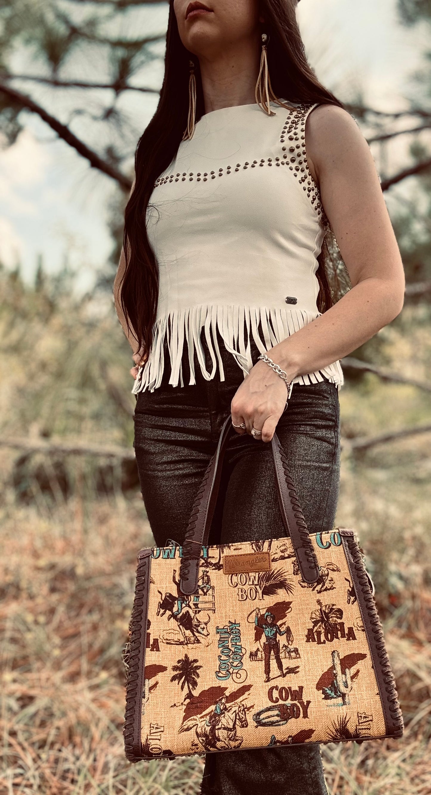 Ivory Studded Fringe Hem Sleeveless Top