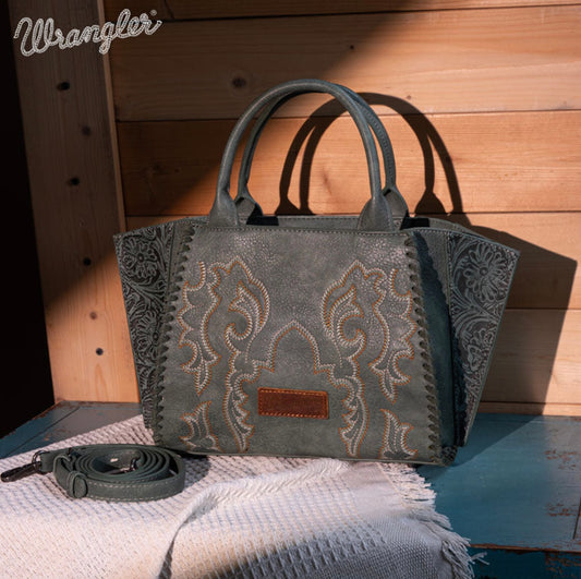 Wrangler Embroidered Trapezoid Tote/Crossbody - Green