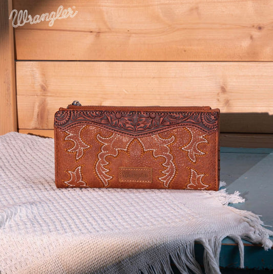 Wrangler Embroidered Bi-Fold Wallet - Brown