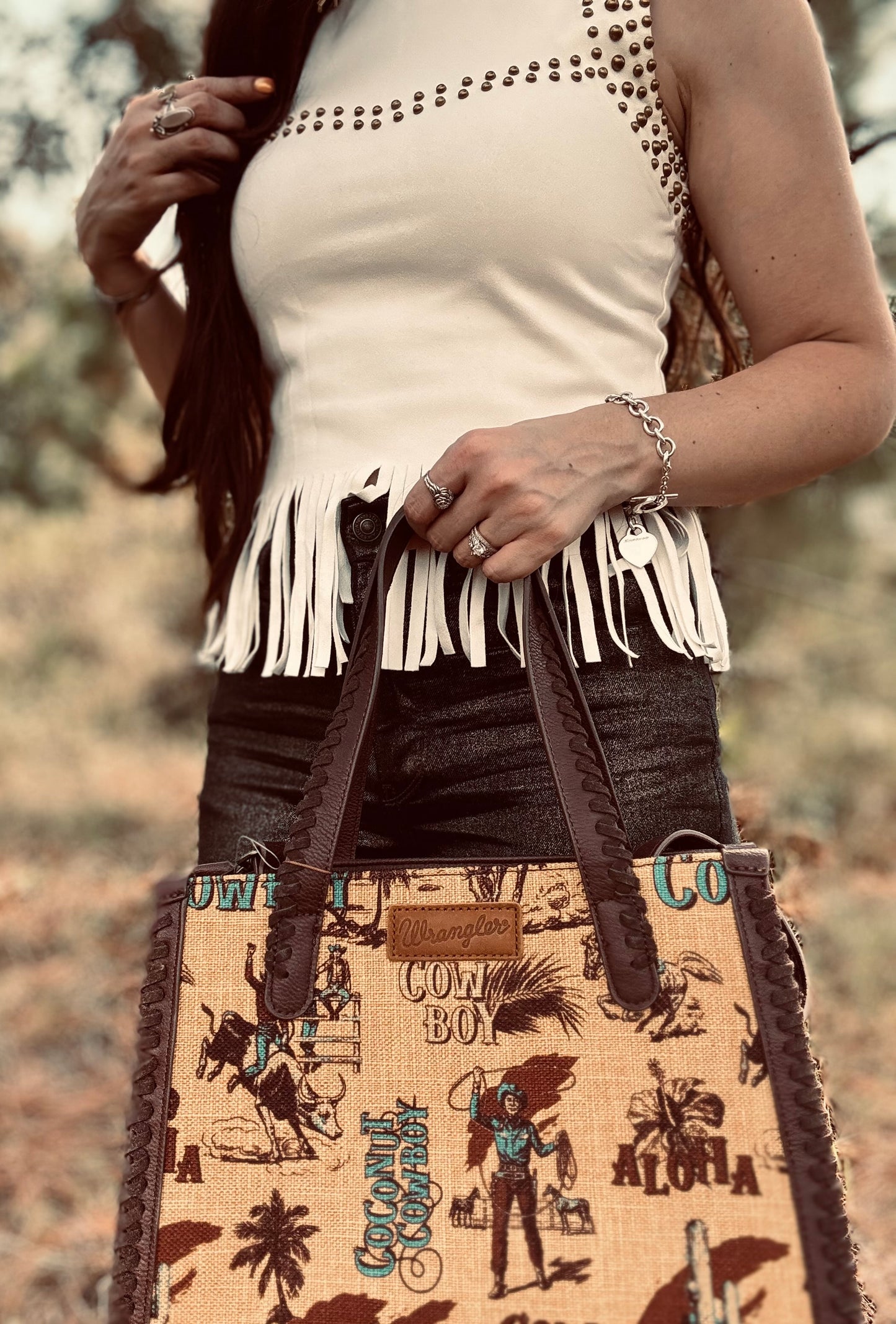 Ivory Studded Fringe Hem Sleeveless Top