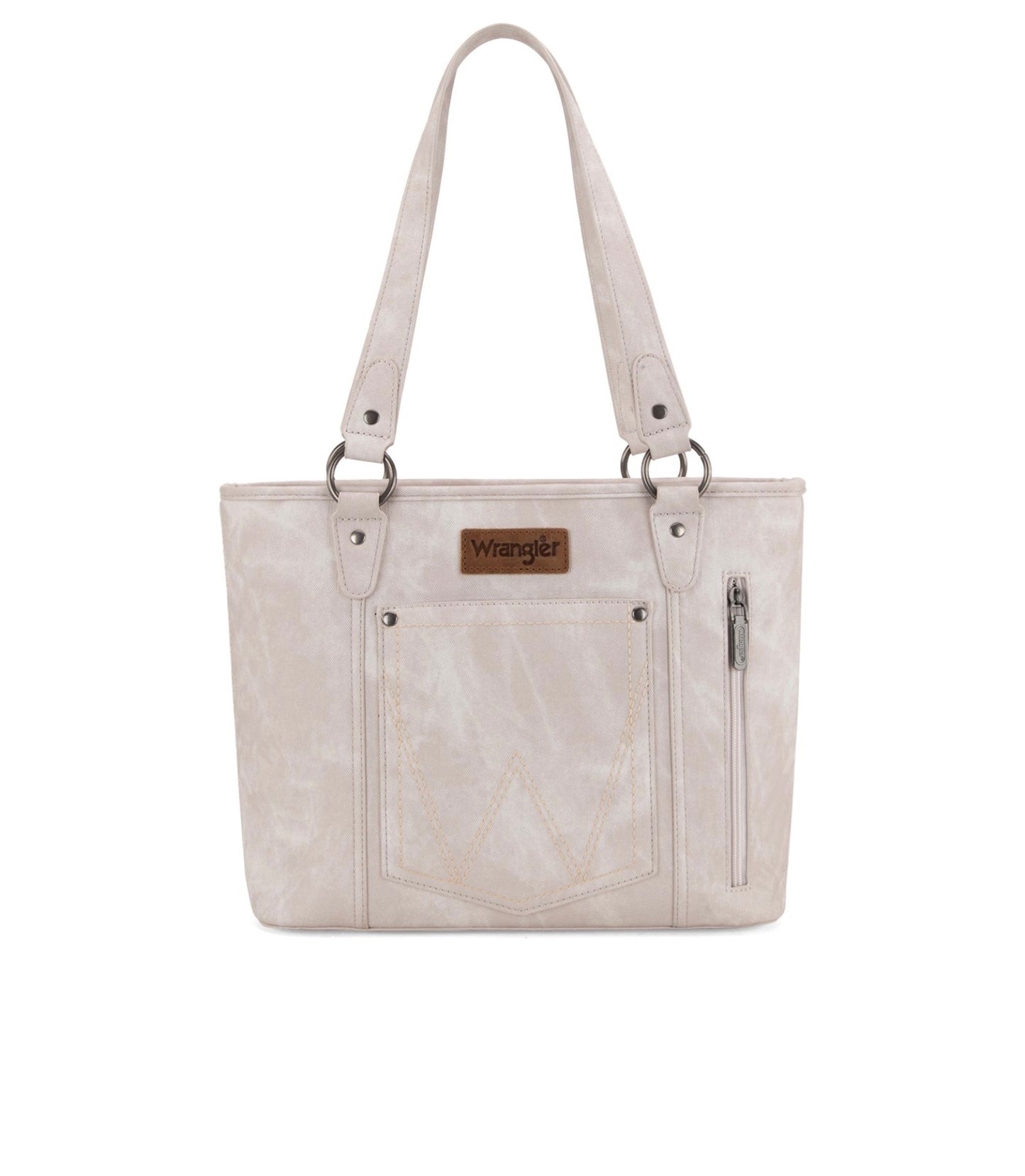 Wrangler "W" Stitch Water Repellent Denim Pocket Zippered Tote Bag