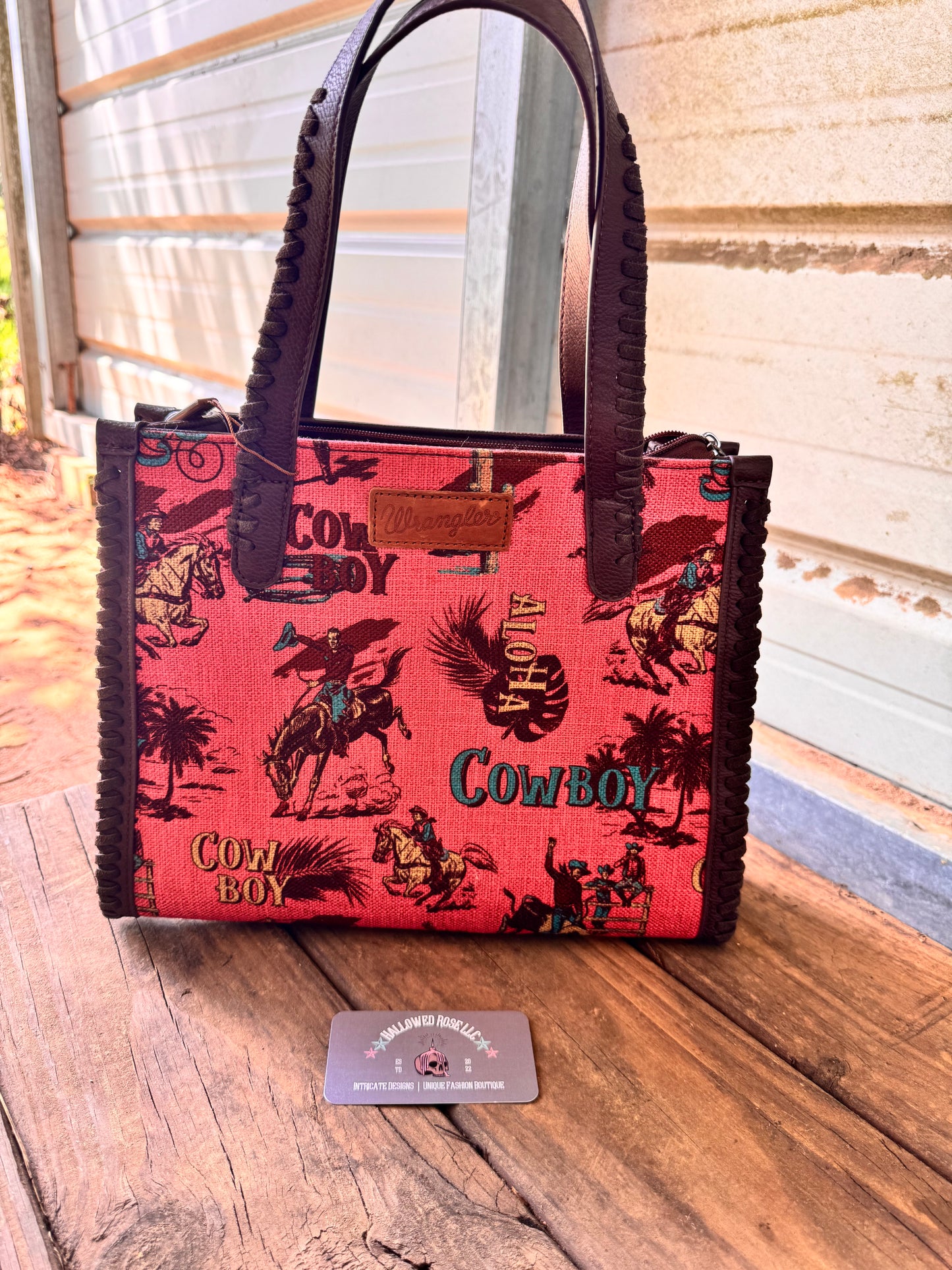 Wrangler Vintage Retro Cowboy Cool Print Concealed Carry Satchel/Crossbody