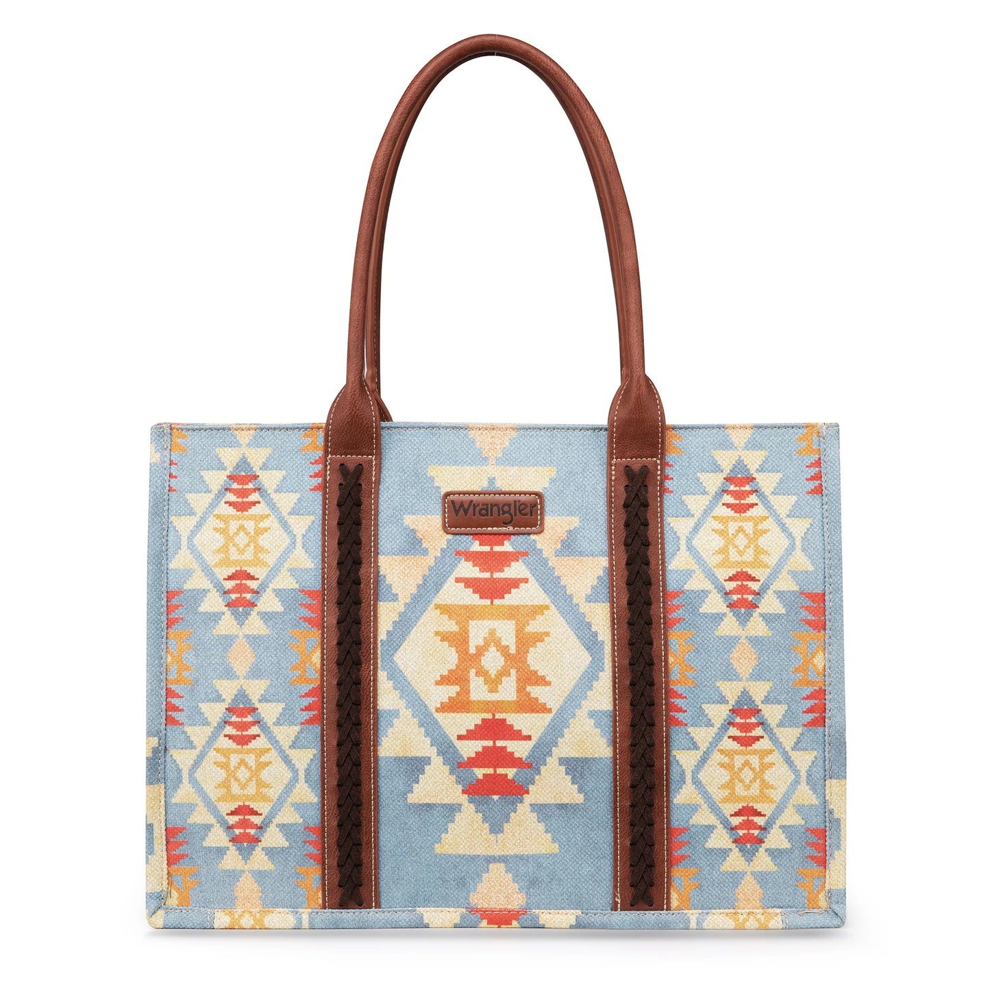 Wrangler Southwestern Pattern Dual Sided Print Canvas Wide Tote