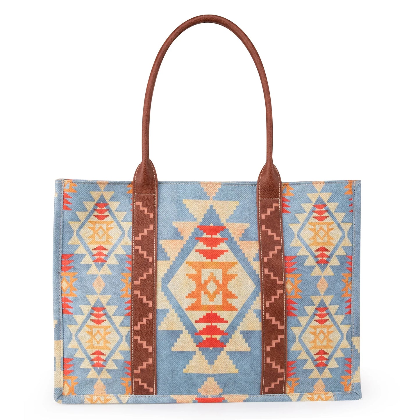 Wrangler Southwestern Pattern Dual Sided Print Canvas Wide Tote