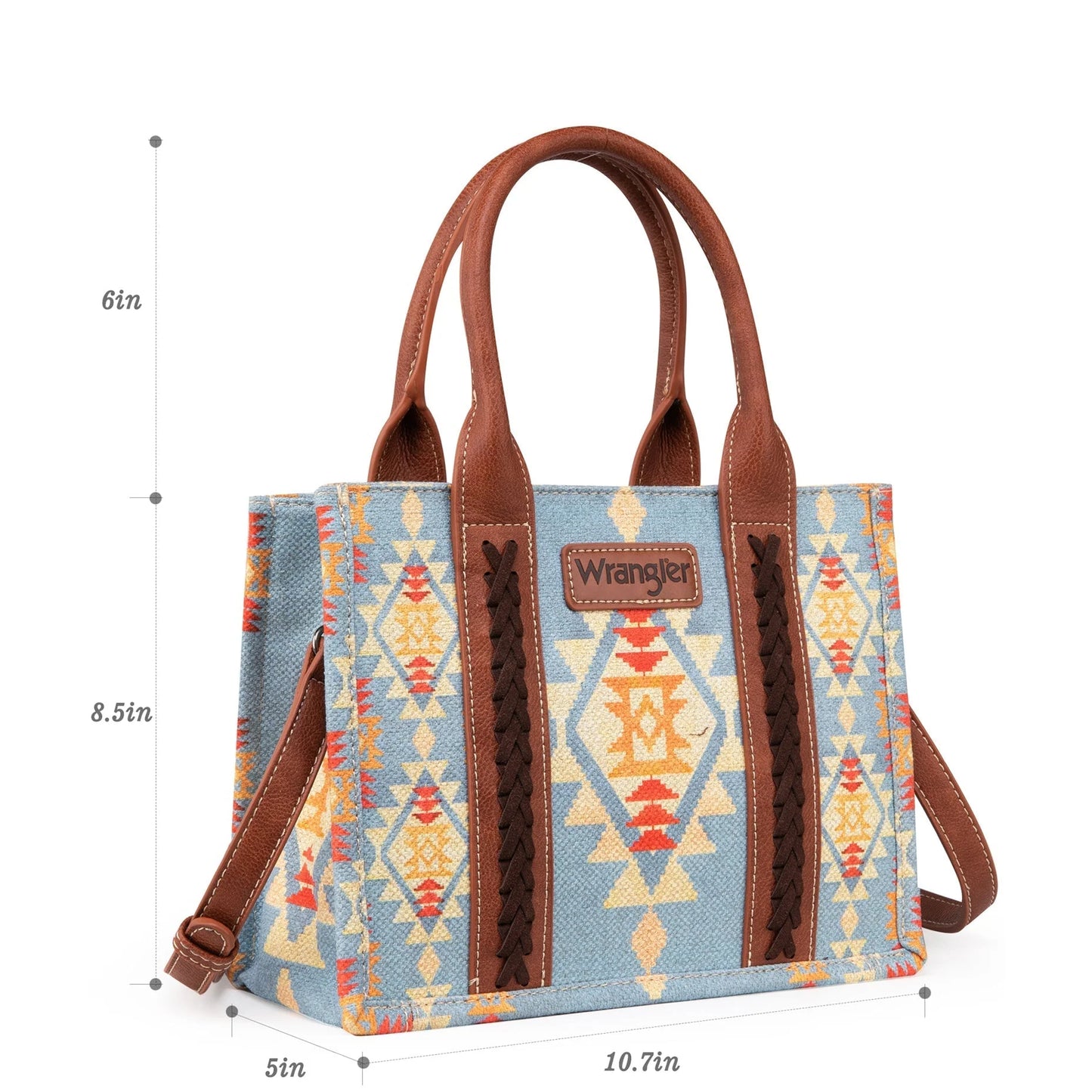 Wrangler Southwestern Dual Sided Print Small Canvas Tote/Crossbody