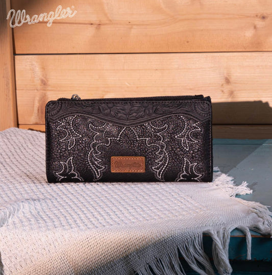 Wrangler Embroidered Bi-Fold Wallet - Black